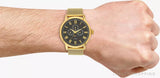 Guess Delancy Black Dial Gold Mesh Bracelet Watch for Men - W0871G2 Buy Now By Guess