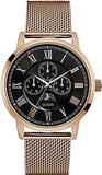 Guess Delancy Black Dial Rose Gold Mesh Bracelet Watch for Men - W0871G5 Buy Now By Guess
