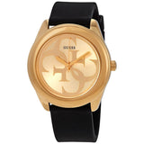 Guess G Twist Gold Dial Black Leather Strap Watch for Women - W0911L3 Buy Now By Guess