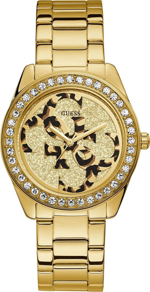 Guess G Twist Diamonds Gold Dial Gold Steel Strap Watch For Women - W1201L2 Buy Now By Guess