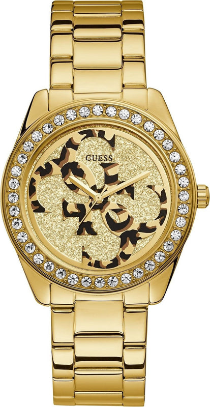 Guess G Twist Diamonds Gold Dial Gold Steel Strap Watch For Women - W1201L2 Buy Now By Guess