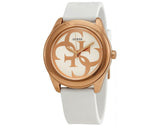 Guess G Twist White & Gold Dial White Silicone Strap Watch For Women - W0911L5 Buy Now By Guess