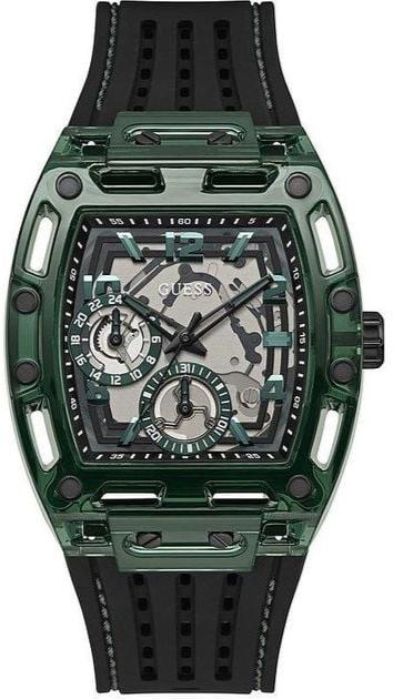 Guess Phoenix Analog Black Dial Black Silicone Strap Watch For Men- GW0499G7 Buy Now By Guess