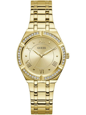 Guess Cosmo Diamonds Gold Dial Gold Steel Strap Watch For Women - GW0033L2 Buy Now By Guess
