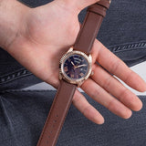 Guess Connoisseur Blue Dial Brown Leather Strap Watch For Men - GW0353G2 Buy Now By Guess