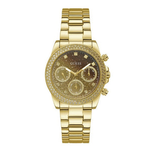Guess Sol Chronograph Gold Dial Gold Steel Strap Watch For Women - GW0483L2 Buy Now By Guess