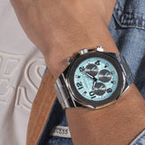 Guess Empire Chronograph Quartz Sky Blue Dial Silver Steel Strap Watch For Men - GW0489G3 Buy Now By Guess