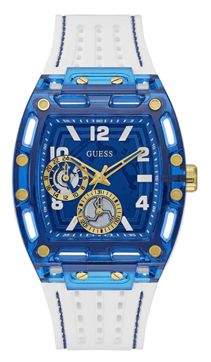 Guess Phoenix Multifunction Blue Dial White Rubber Strap Watch for Men - GW0499G6 Buy Now By Guess