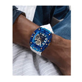 Guess Phoenix Multifunction Blue Dial White Rubber Strap Watch for Men - GW0499G6 Buy Now By Guess