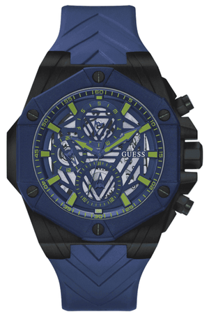 Guess Formula Multifunction Blue Dial Blue Silicone Strap Watch For Men - GW0579G3 Buy Now By Guess
