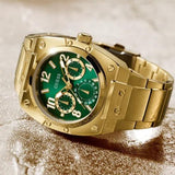 Guess Trend Analog Green Dial Gold Steel Strap Watch For Men - GW0624G2 Buy Now By Guess