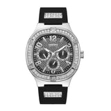 Guess Duke Crystals Black Dial Black Silicone Strap Watch For Men - GW0641G1 Buy Now By Guess