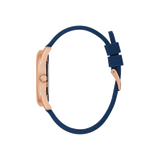 Guess Cubed Analog Rose Gold Dial Blue Leather Strap Watch For Women - GW0665L2 Buy Now By Guess