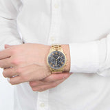 Guess Hendrix Multifunction Black Dial Gold Steel Strap Watch for Men - W1309G2 Buy Now By Guess