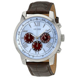 Guess Horizon Chronograph Analog Blue Dial Brown Leather Strap Watch For Men - W0380G6 Buy Now By Guess