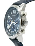 Guess Horizon Chronograph Quartz Black Dial Blue Leather Strap Watch For Men - W0380G3 Buy Now By Guess
