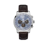 Guess Horizon Chronograph Analog Blue Dial Brown Leather Strap Watch For Men - W0380G6 Buy Now By Guess