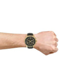 Guess Horizon Chronograph Quartz Black Dial Black Leather Strap Watch For Men - W0380G7 Buy Now By Guess