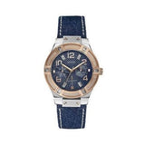 Guess Jet Setter Analog Blue Dial Blue Denim Strap Watch For Women - W0289L1 Buy Now By Guess