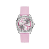 Guess G-Twist Diamonds Silver Dial Pink Rubber Strap Watch for Women - W1240L1 Buy Now By Guess