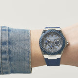 Guess Legacy Grey Dial Blue Silicone Strap Watch For Men - W1049G1 Buy Now By Guess