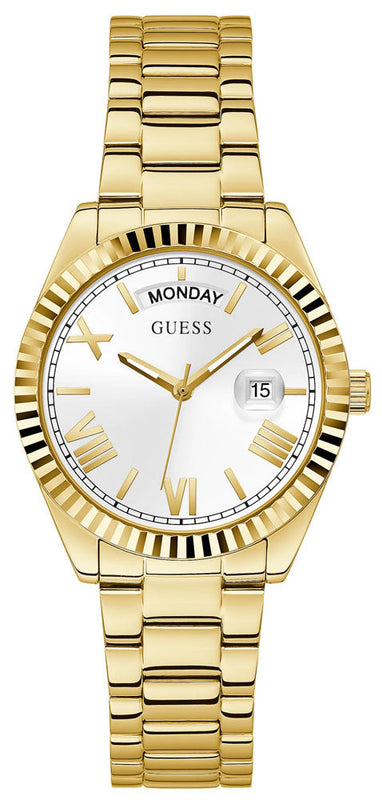 Guess Luna White Dial Gold Steel Strap Watch for Women - GW0308L2 Buy Now By Guess