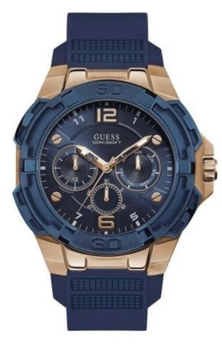 Guess Genesis Quartz Blue Dial Blue Silicone Strap Watch For Men - W1254G3 Buy Now By Guess