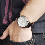 Guess Horizon Chronograph White Dial Brown Leather Strap Watch For Men - W0380G2 Buy Now By Guess