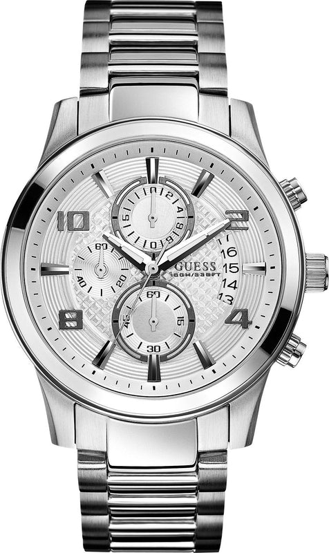 Guess Exec Quartz Silver Dial Silver Steel Strap Watch for Men - W0075G3 Buy Now By Guess