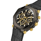 Guess Edge Chronograph Black Dial Black Leather Strap Watch For Men - GW0492G1 Buy Now By Guess