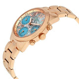 Guess Mini Sunrise Multi Function Analog Turquoise Dial Rose Gold Steel Strap Watch For Women - W0448L8 Buy Now By Guess