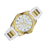 Guess Intrepid White Dial Two Tone Silicone Strap Watch For Women - W0325L2 Buy Now By Guess