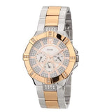 Guess Vista Analog Diamonds Silver Dial Two Tone Steel Strap Watch for Women - W0024L1 Buy Now By Guess