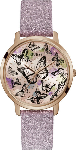 Guess Mariposa Pink Dial Pink Leather Strap Watch for Women - GW0008L2 Buy Now By Guess
