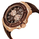 Guess Rigor Analog Brown Dial Brown Leather Strap Watch For Men - W0040G3 Buy Now By Guess