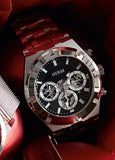 Guess Continental Black Dial Silver Steel Strap Watch for Men - GW0260G1 Buy Now By Guess