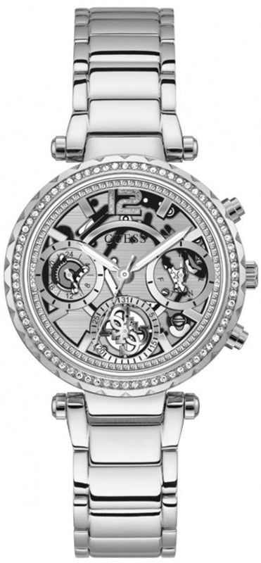 Guess Solstice Diamonds Silver Dial Silver Steel Strap Watch for Women - GW0403L1 Buy Now By Guess