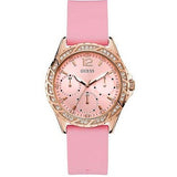 Guess Sparkling Diamonds Pink Dial Pink Rubber Strap Watch for Women - W0032L9 Buy Now By Guess