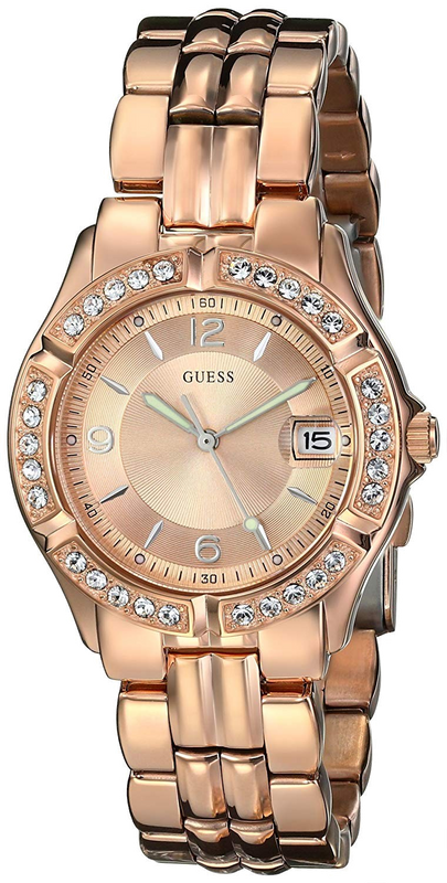 Guess Crystal Diamonds Rose Gold Dial Rose Gold Steel Strap Watch For Women - W11069L1 Buy Now By Guess