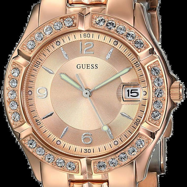 Guess Crystal Diamonds Rose Gold Dial Rose Gold Steel Strap Watch For Women - W11069L1 Buy Now By Guess