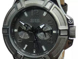 Guess Rigor Analog Quartz Black Dial Brown Leather Strap Watch For Men - W0040G2 Buy Now By Guess