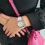 Guess Sparkling Silver Dial White Rubber Strap Watch For Women - GW0032L1 Buy Now By Guess