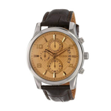 Guess Exec Chronograph Quartz Gold Dial Brown Leather Strap Watch for Men - W0076G3 Buy Now By Guess