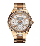 Guess Viva Diamonds White Dial Rose Gold Steel Strap Watch for Women - W0111L3 Buy Now By Guess