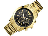 Guess Optic Multifunction Black Dial Gold Steel Strap Watch for Men - W0193G1 Buy Now By Guess