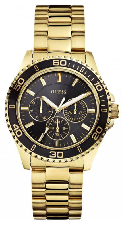 Guess BFF Multifunction Black Dial Gold Steel Strap Watch for Women - W0231L3 Buy Now By Guess