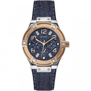 Guess Jet Setter Analog Blue Dial Blue Denim Strap Watch For Women - W0289L1 Buy Now By Guess