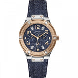 Guess Jet Setter Analog Blue Dial Blue Denim Strap Watch For Women - W0289L1 Buy Now By Guess
