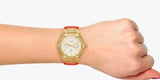 Guess Jet Setter Golden Dial Orange Rubber Watch For Women - W0564L2 Buy Now By Guess