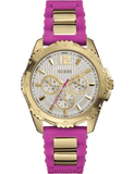 Guess Intrepid White Dial Two Tone Silicon Strap Watch For Women - W0325L3 Buy Now By Guess